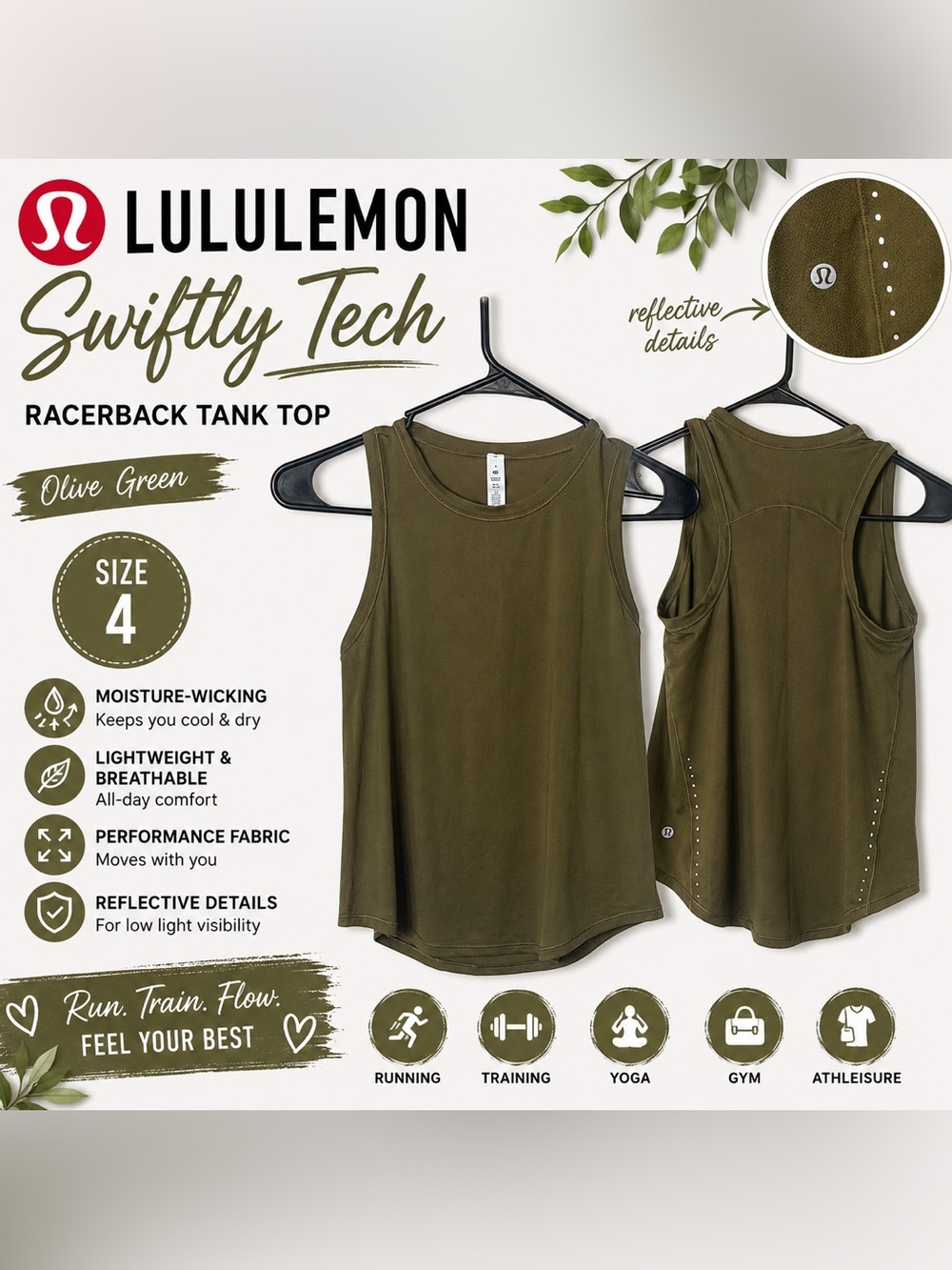 lululemon athletica Olive Green Swiftly Tech Racerback Tank